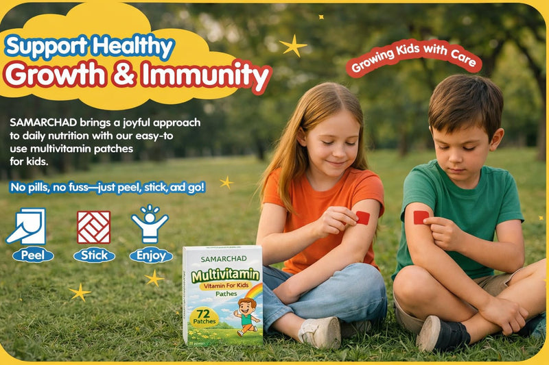 Kids Multivitamin Patches Daily Vitamin Patch for Children Natural, Sugar-Free No Swallowing Immune & Growth Support
