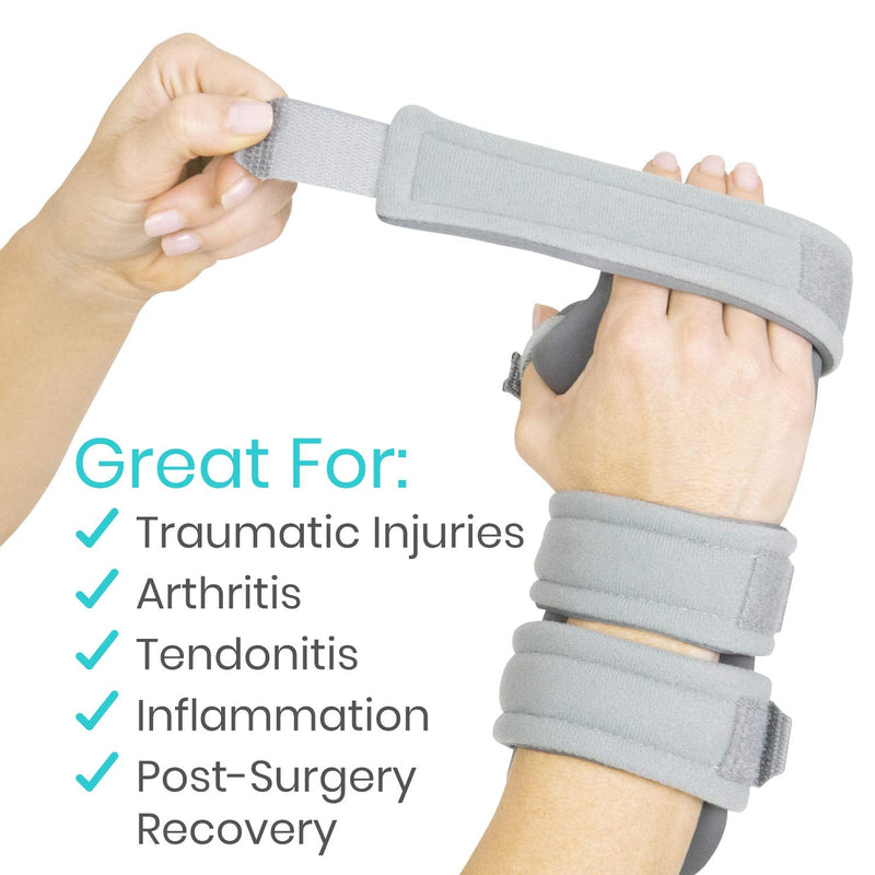 Vive Resting Hand Splint (Right) (w/ Rehab Video App) - Night Immobilizer Wrist Finger Brace - Thumb Stabilizer Wrap - For Arthritis, Tendonitis, Carpal Tunnel Pain - Functional Support For Sprains Fractures (Medium) Medium Right Hand