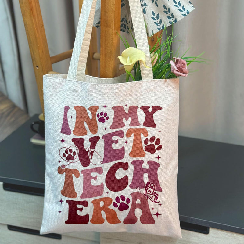 MAOFAED Veterinary Tech Gift Veterinarian Gift In My Vet Tech Era Canvas Tote Bag For Shopping Office Travel Vet Med Gift - BeesActive Australia