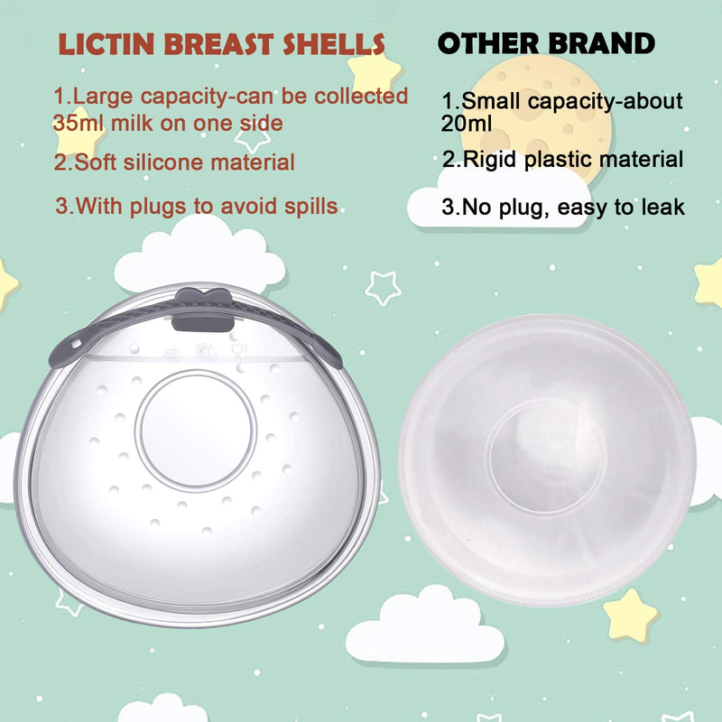 Lictin Breast Shell Breastmilk Collector for Breastfeeding-2 Pcs Silicone Breast Pad Nursing Cup Milk Saver for Nursing Moms Protect Sore Nipples Soft and Reusable with Box 2 Count (Pack of 1) Lnp5 - BeesActive Australia