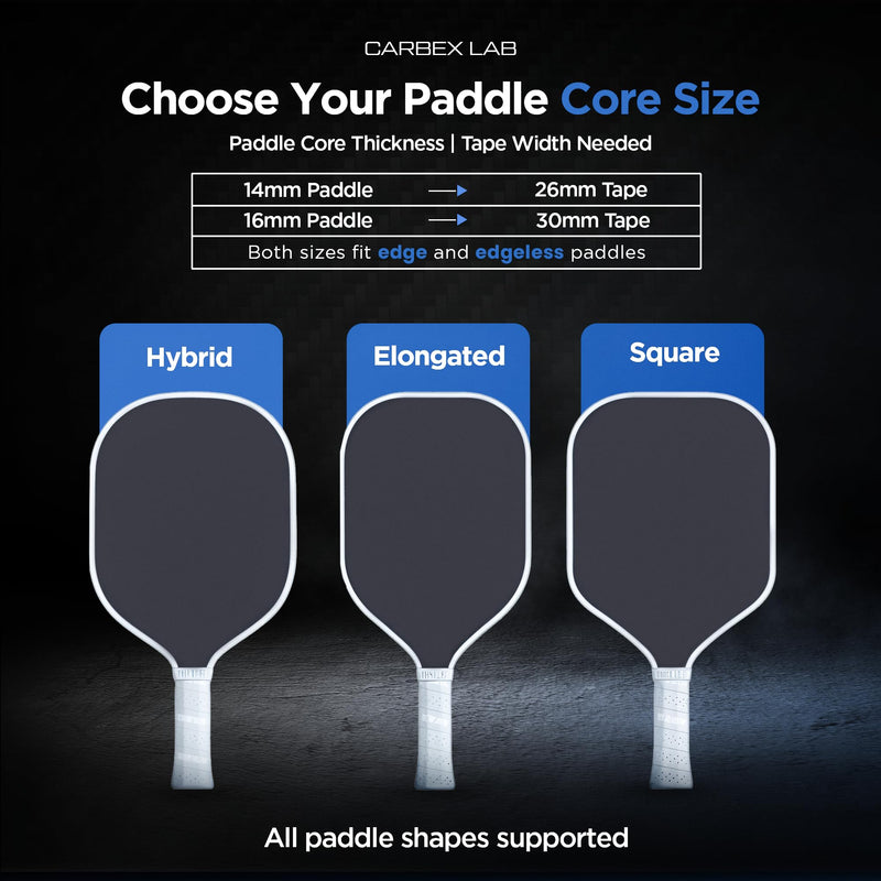 Pickleball Edge Guard Tape – 4-Pack PU Vinyl Strips – Universal Fit 26mm for 14mm Paddles / 30mm for 16mm Paddles – Durable, Wrinkle-Free Edge Shield, Court-Safe Wrap Accessory Carbon Black 26mm (Fits 14mm Paddle) - BeesActive Australia