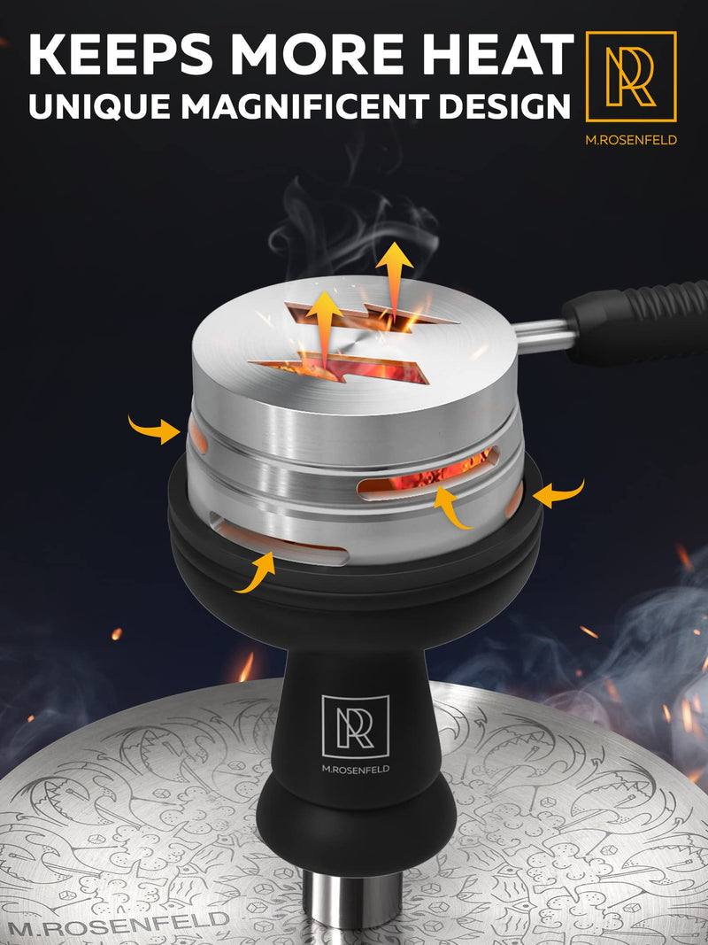 M. ROSENFELD Hookah Coal Holder - Hookah Charcoal Holder – Hookah Heat Management System - Hookah Head for Shisha Hookah Flavor - Hookah Accessories - Hookah Flavor Saver Hookah Coal Cover HULI Silver - BeesActive Australia