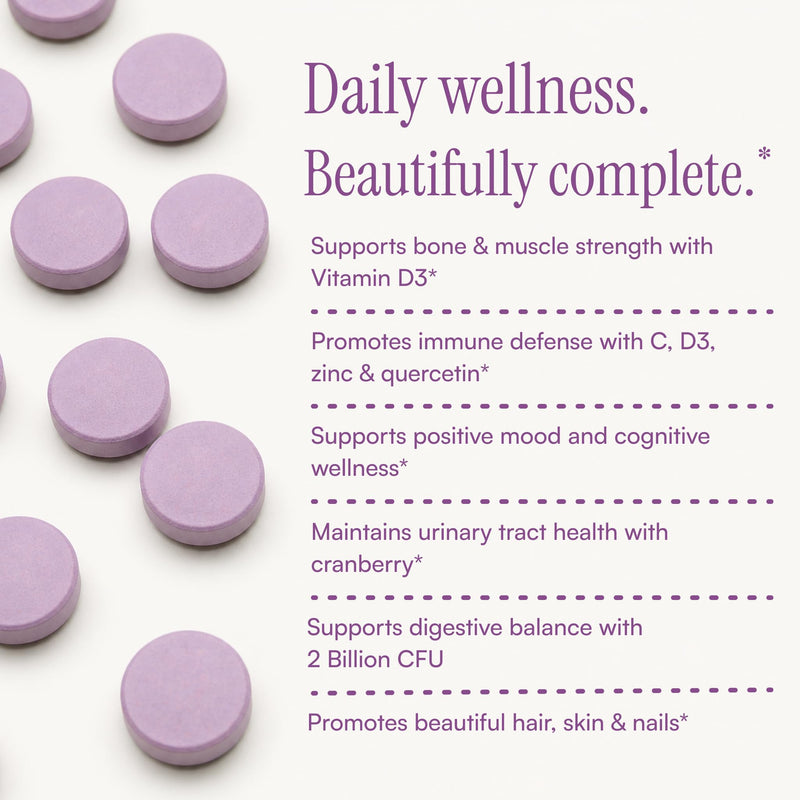 Purity Products Women’s Perfect Multi Balanced Multivitamin - 120 Tablets | Supports Urinary Tract Health, Immune, Bone + Muscle, Hair, Skin, Nails, an Elite Probiotic for Digestive Health + More