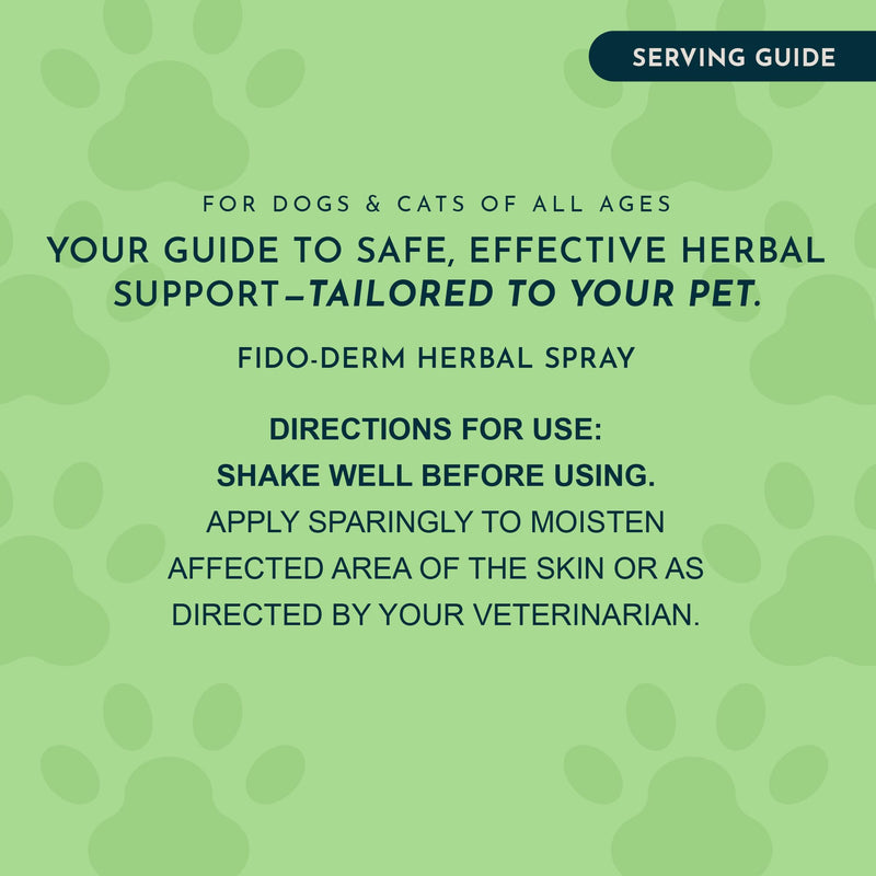 Animal Essentials Fido-Derm Herbal Skin Spray for Dogs, Cats, & Horses - Itch Relief & Hot Spot Spray, Natural Skin Support for Seasonal Allergies, Soothing & Gentle - 4 fl oz 1-Pack