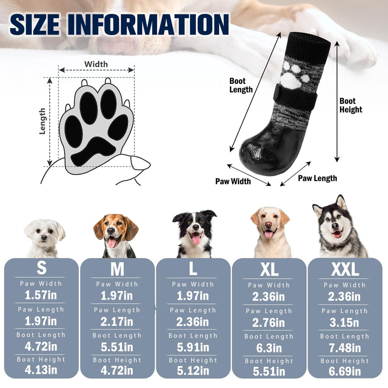 SCENEREAL Anti Slip Dog Boots & Shoes for Hot/Cold Pavement to Prevent Licking, Waterproof Dog Socks Paw Protectors for Small Medium Large Dogs, Traction Control on Hardwood Floor for Senior Dog, S S(Pack of 6) Black Footprints - BeesActive Australia