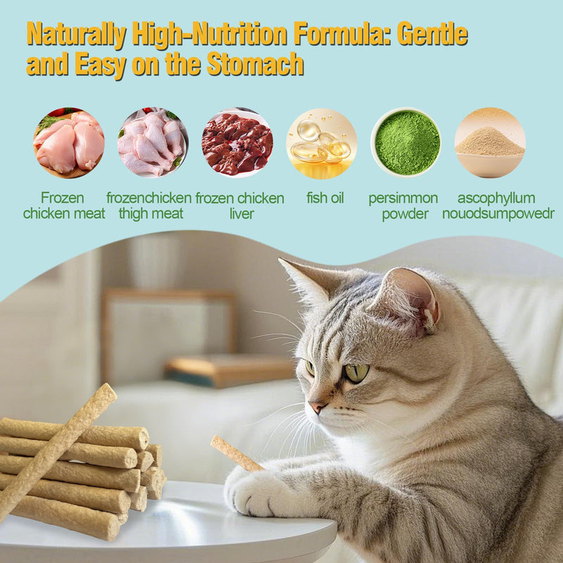 Freeze-Dried Cat Chews Sticks, Cat Dental Chew Supports Oral Care, Fresh Breath & Tartar Reduction