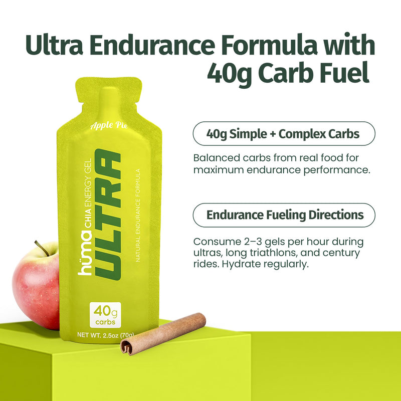 Huma Ultra - 40g Carbs Real Food Energy Gel with Ultra Endurance Formula - 8 Pack, Apple Pie