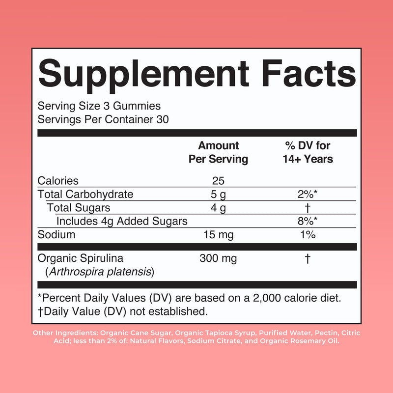 MARYRUTH'S Spirulina Gummies Made with Organic Spirulina, 90 Count, Vegan | Made with Organic Spirulina, Superfood, Antioxidant, Vegan, Non-GMO