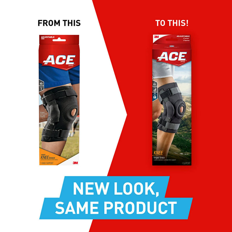 ACE Brand Hinged Knee Brace, Provides Firm, Stabilizing Support and Compression to Muscles and Joints, Adjustable Knee Brace With Knee Straps, Right or Left Knee Brace, One Size Fits Most