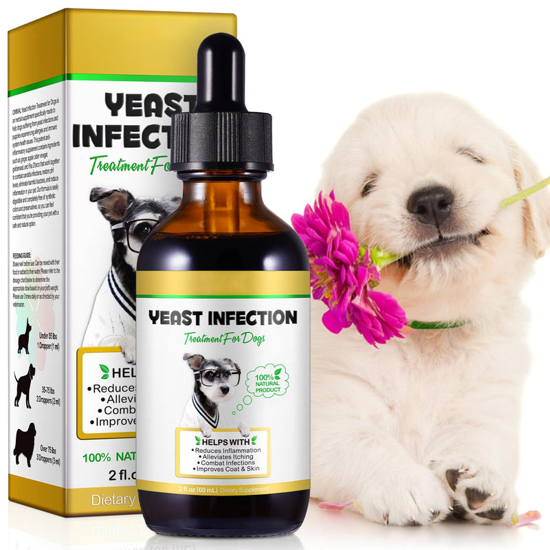 Yeast Infection Treatment for Dogs – Natural Dog Ear Infection & Itchy Skin Relief Drops – Allergy Support, Immune Boost, Bacon Flavour, 60ml – Safe for All Breeds & Sizes