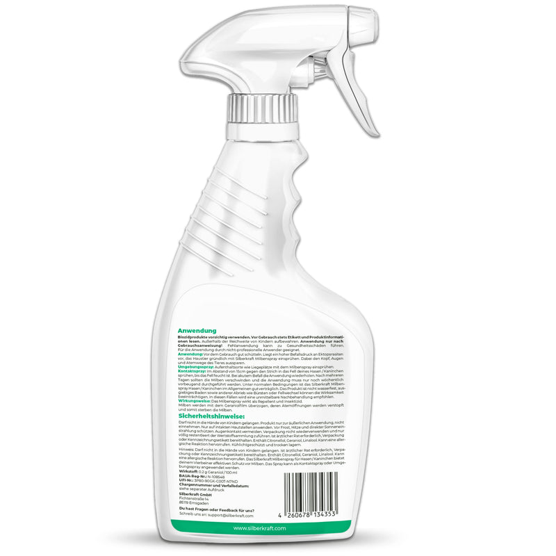 Silberkraft mite spray rabbit/rabbit 500 ml, reliable mite protection for hares, rabbits and other rodents, efficient and guaranteed helpful anti-mite agent - BeesActive Australia