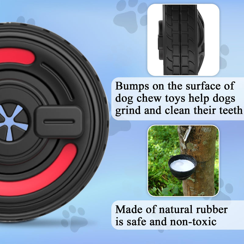 4-in-1 Dog Entertainment Toy, Frozen Treat Toy for Dog, Bully Stick Holder, Treats Distribution Puzzle Tire Dog Toys to Keep Dogs Busy, Dog Chew Toys for Aggressive Chewers (Red Highlighting) Red - BeesActive Australia