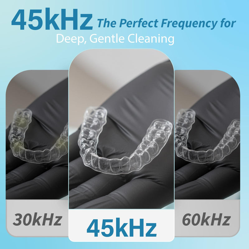 Upgraded Dental Ultrasonic Retainer Cleaner Machine, 220ML - 45kHz Dentures Cleaner Pod With Digital Display, Mouth Guard, Aligner, Night Guard, Braces, Toothbrush Heads, Jewelry