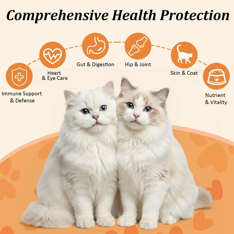 Cat Multivitamin Supplement, Cat Immune Support Supplement, Supports Immune System and Eye Health, Promotes Healthy Skin and Coat, Contains Multiple Vitamins and Taurine, 2 Pack