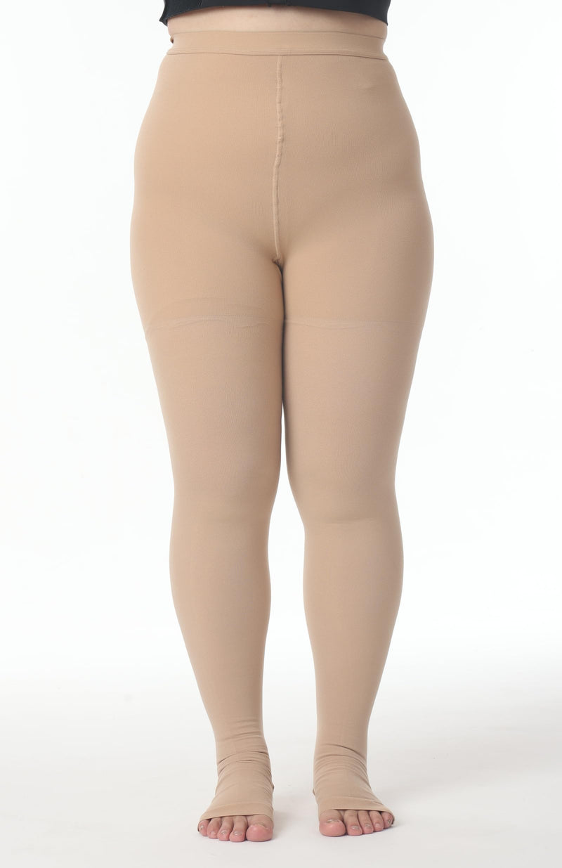 AMZAM 20-30 mmHg Medical Graduated Compression Pantyhose Toeless Leggings 20-30mmhg Open Toe Beige 5X-Large
