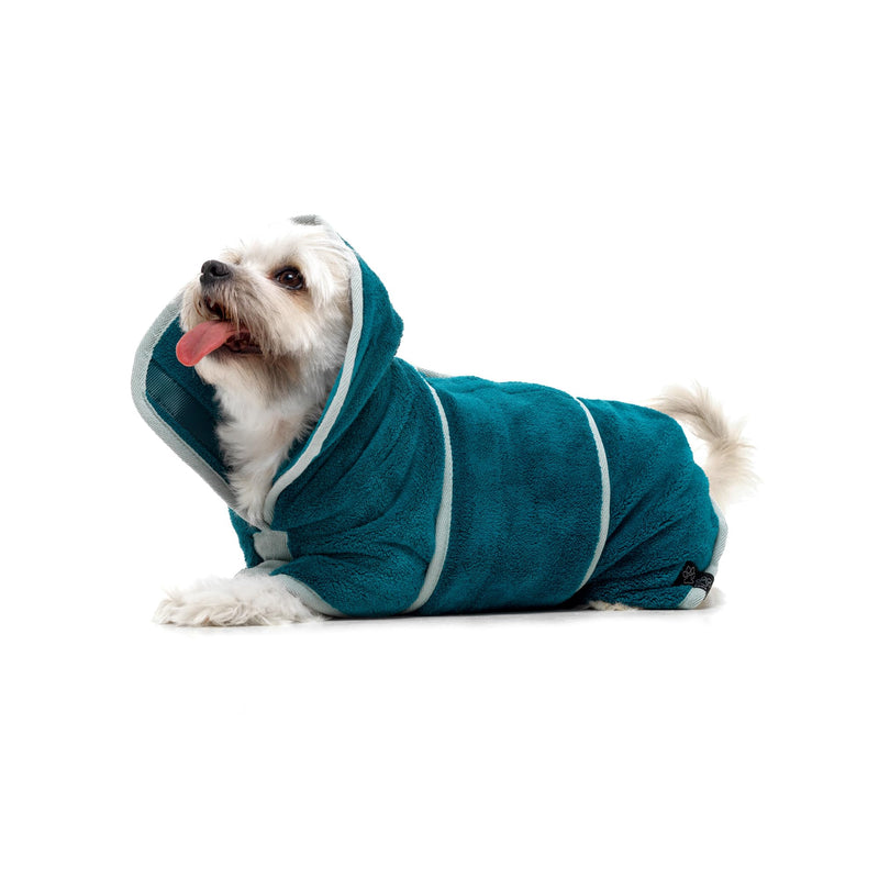 Lucky Paws® dog bathrobe - double-layer dog bathrobe - dry faster in minutes, absorbent dog towel & soft dog bathrobe in 1 - luxury dog towel bathrobe (L, Teal) L - BeesActive Australia