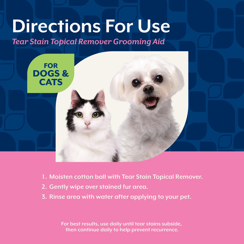 NaturVet – Tear Stain Topical Remover Plus Aloe – 4 oz | Eliminates Unsightly Tear & Saliva Stains | Gentle, Water-Based Formula | for Dogs & Cats 4 Fl Oz (Pack of 1)