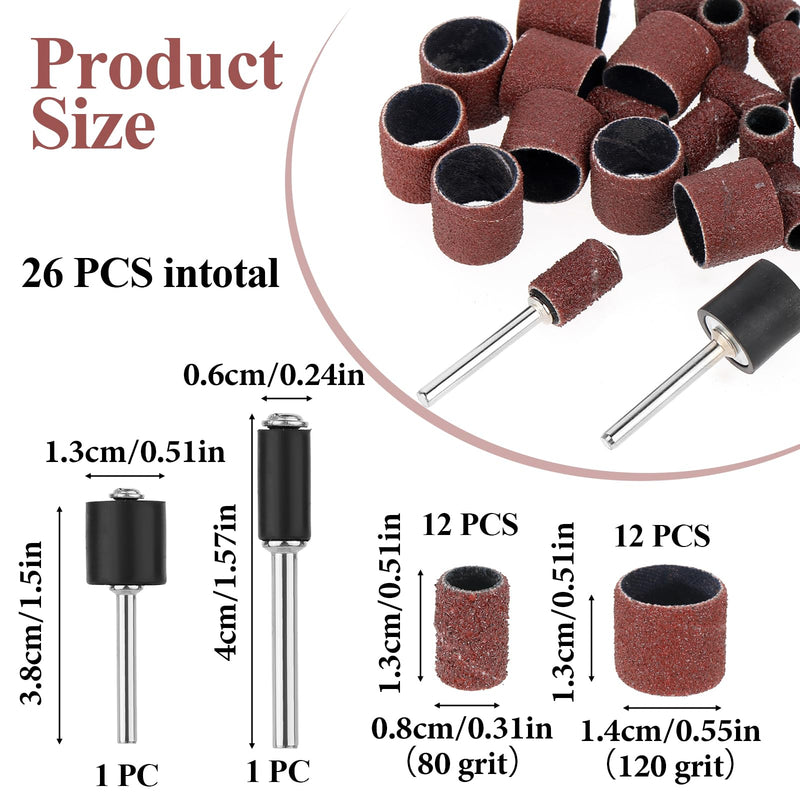 26 Pack Pet Nail Grinder Replacement Kit Sanding Drum Set with Grit Sanding Bands Dog Nail Smoother Dog Claw Care Pet Claw Grooming Supplies, 2 Sizes 1/2 Inch 120 Grit /0.31 inches 80 Grit - BeesActive Australia