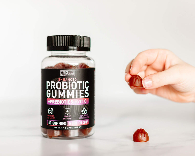 Probiotic Gummies for Adults and Kids (60 Count | 5 Billion CFU) w/Organic Berry Antioxidants & Vitamin C for Immune Support and Digestion gummy- Prebiotics and Probiotics for women Gummies