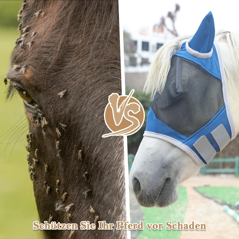 Gallopoff Horse Fly Mask, Horse Mask with Ear Protection, Breathable Mesh Blue Cob - BeesActive Australia