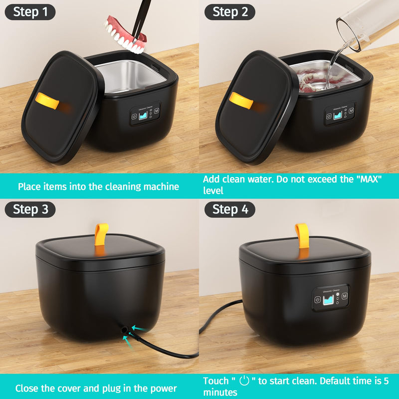 Ultrasonic Cleaner for Retainer, Dentures, Mouth Guard, Aligner, Whitening Trays, 255ML 43kHz Jewelry Cleaner Ultrasonic Machine, Portable Ultrasonic Retainer Cleaner for Home Travel, Ideal Gift - BeesActive Australia