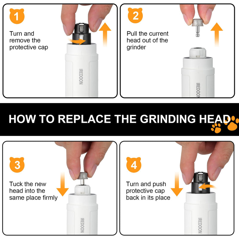IREDOON Dog Nail Grinder Replacement Head, Built-in Grinding Head for Casfuy and Most Brands, High Efficient, Safe and Durable (3pcs) 3pcs 100-80-60# - BeesActive Australia