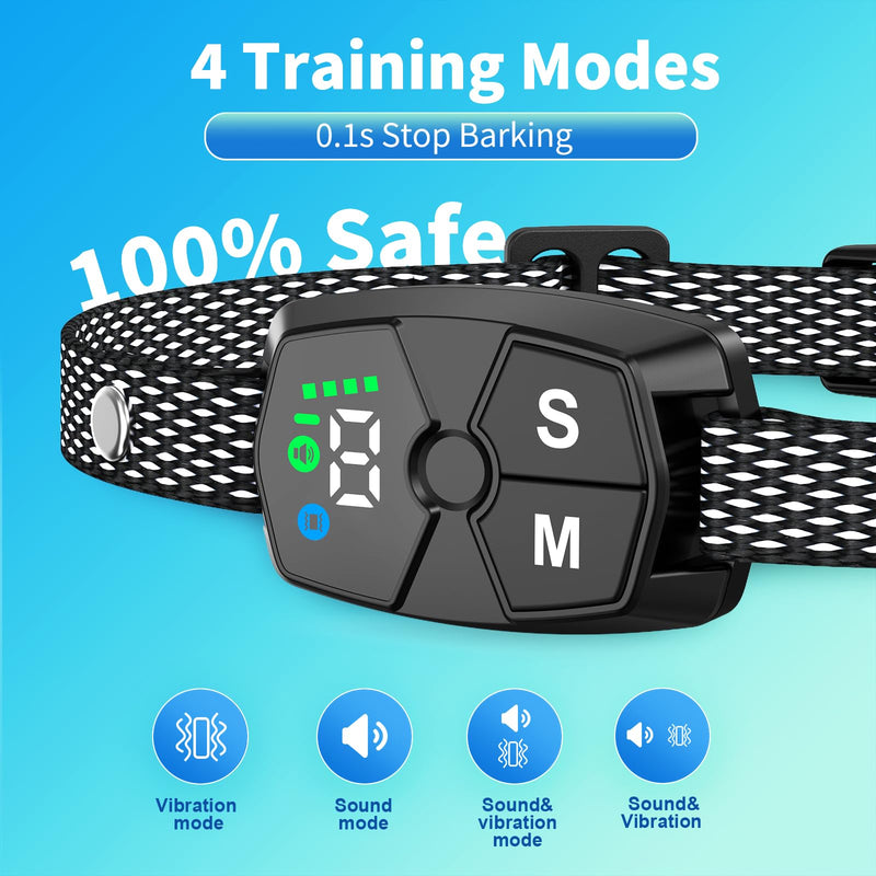 Dog Bark Collar, JeaTone Bark Collar for Large Medium Small Dogs, Smart Anti Barking Training Collar with 7 Adjustable Sensitivity, IPX7 Weatherproof, Black - BeesActive Australia