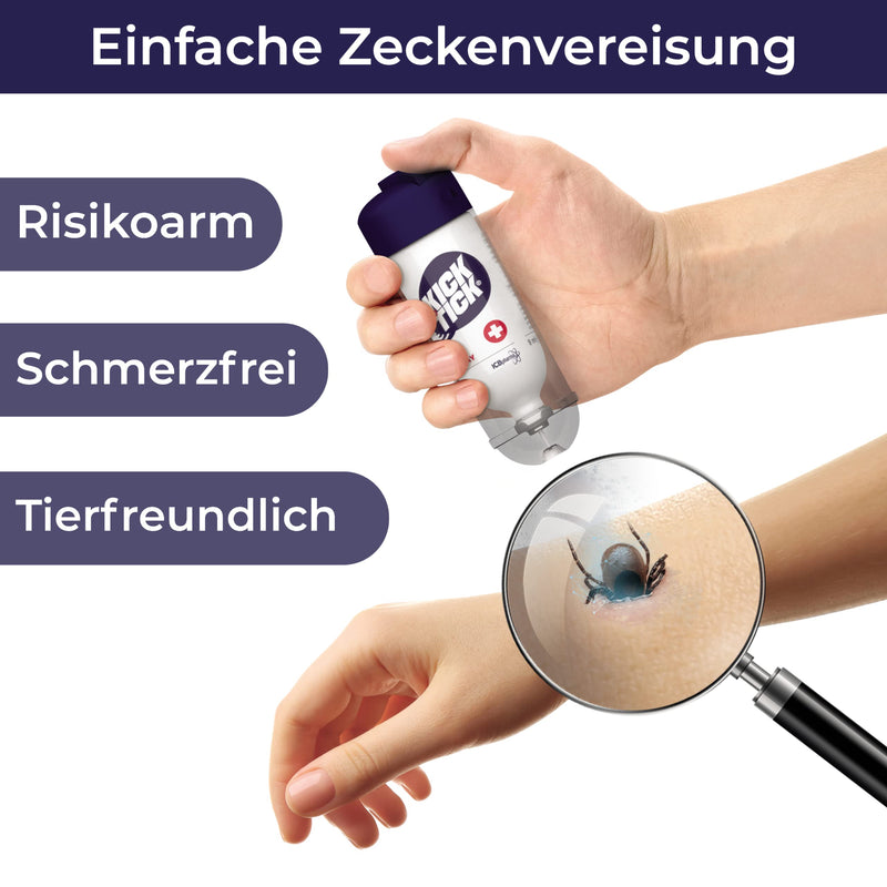 KICK THE TICK icing spray and professional tick tweezers in a tick remover set - over 80 applications - pain-free tick removal for dogs and people - tick treatment for large and small ticks, 1 piece - BeesActive Australia
