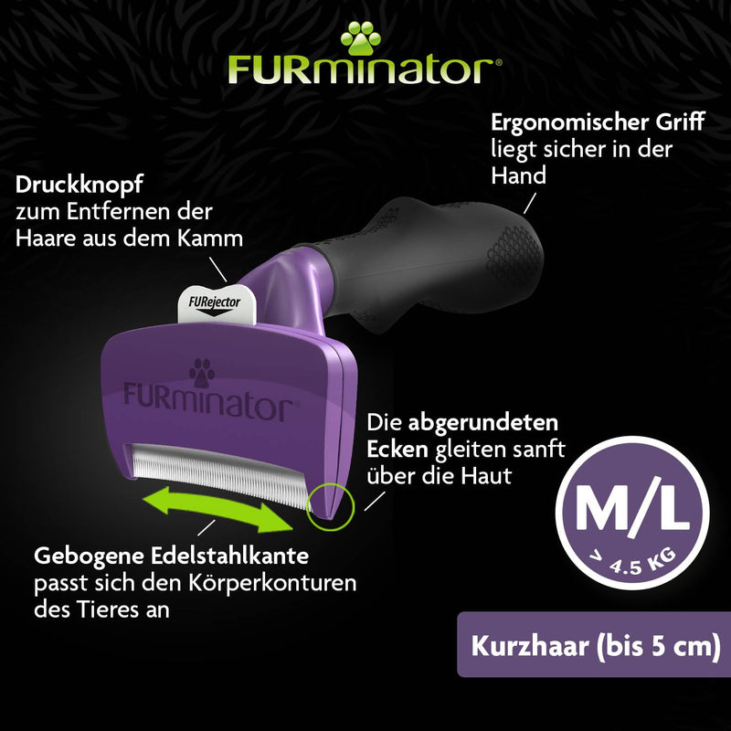 FURminator deShedding tool cat size M/L short hair - cat brush for medium to large cats to remove the undercoat - improved design version 2.0 - BeesActive Australia