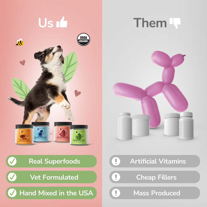 kin+kind Organic Pumpkin Powder for Dogs & Cats for Healthy Poop - Made in USA - Natural Pumpkin Powder Formula w/Flax Seed, Ginger, Turmeric & Coconut - Nutritional Supplement - Small 4oz 4 Ounce - BeesActive Australia