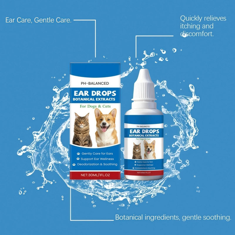 Cat & Dog Ear Cleaner Solution, Ear Mite Treatment for Dogs, Dog Ears Drops for Infection, Relieves Yeast Infections, Stops Odor, Soothes Scratching & Discomfort, Ears Care for Puppy and Cats