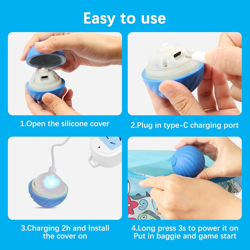 Zelikovitz Interactive Cat Toys Ball Rolling in The Pouch, Automatic Motion Activated Moving Ball Hide and Seek Game for Indoor Exercise Kicker - BeesActive Australia