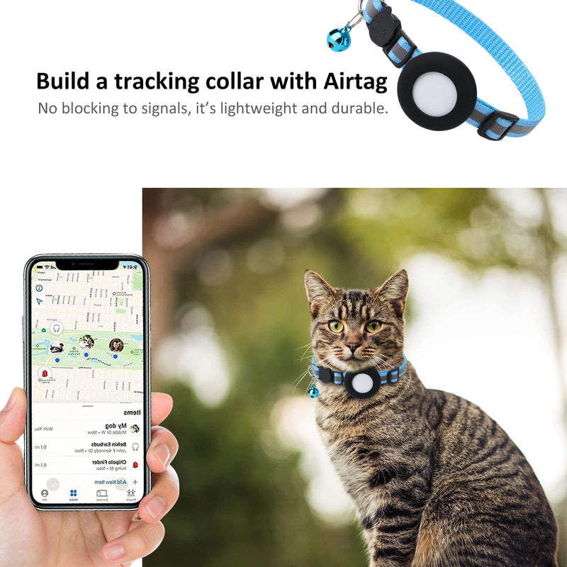 2022 Airtag Cat Collar Holder, Small Air tag Cat Collar Holder Compatible with Apple Airtag GPS Tracker, 2Pack Waterproof Case Cover for Cat Dog Pet Collar Within 3/8 inch (2 Black) 2 Black - BeesActive Australia