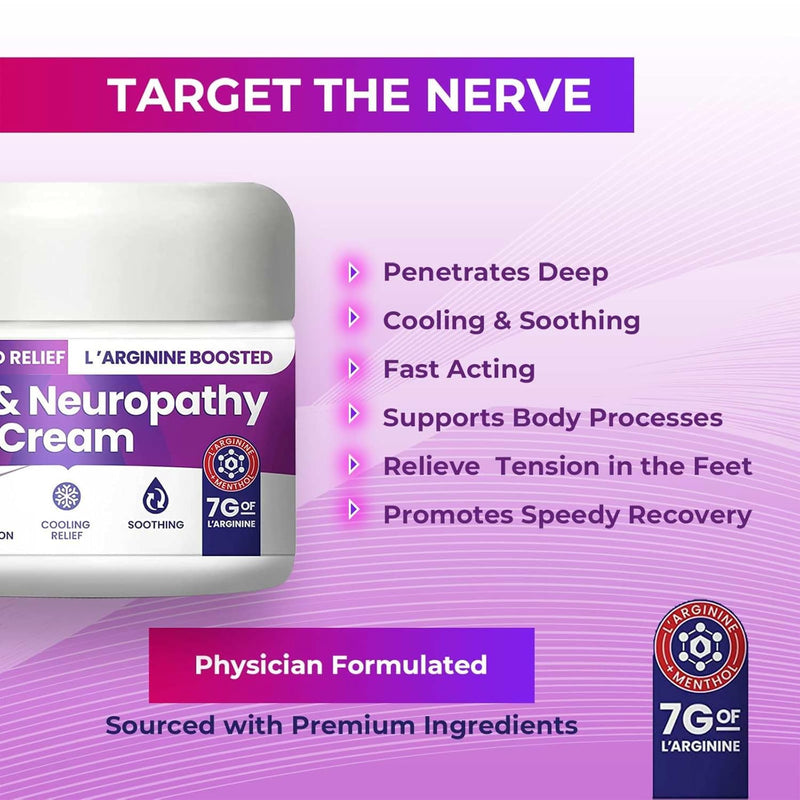 Nerve and Neuropathy Cream – Plant Powered Relief for Foot, Hands, Legs, Toes Includes 7grams of L’Arginine; Vitamin B6, Arnica, Aloe -2.82oz 2.82 Ounce (Pack of 1)