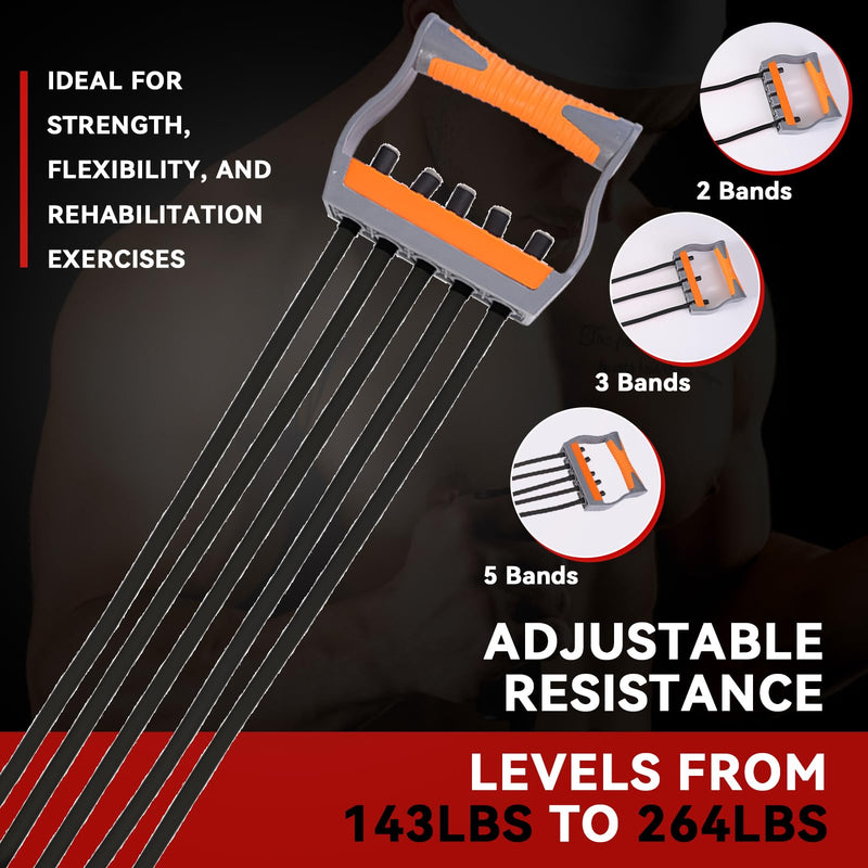 Chest Expander for Men Adjustable Forearm Strengthener with Removable Tubes Arm Trainer for Arm Chest Back Muscles Chest Upper Body Workout Equipment for Home Gym Fitness Muscle Training Exercise Black-120KG/265LB - BeesActive Australia