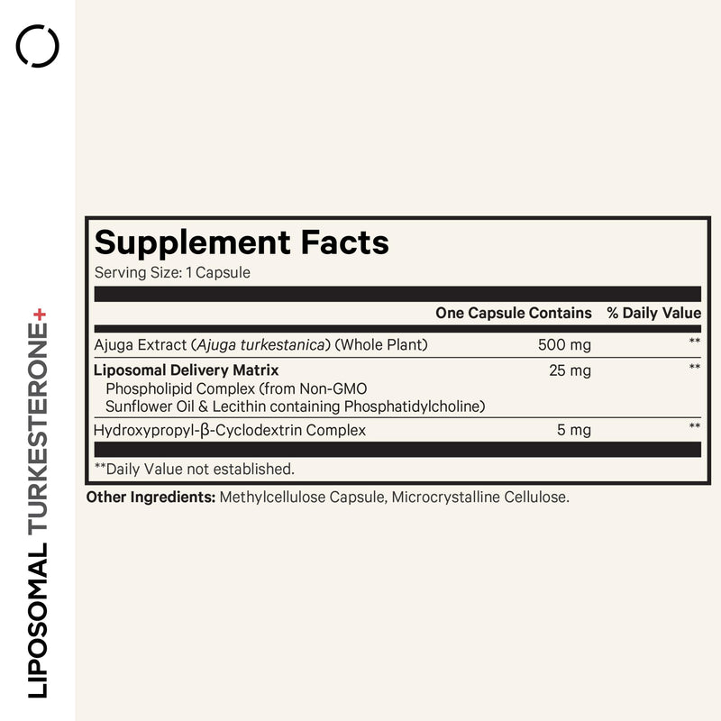 Codeage Turkesterone Supplement, 4-Month Supply, Hydroxypropyl-β-Cyclodextrin, Liposomal Delivery, Sports, Pre & Post-Workouts, Ajuga Turkestanica, Vegan, Gluten-Free, Non-GMO - 120 Capsules