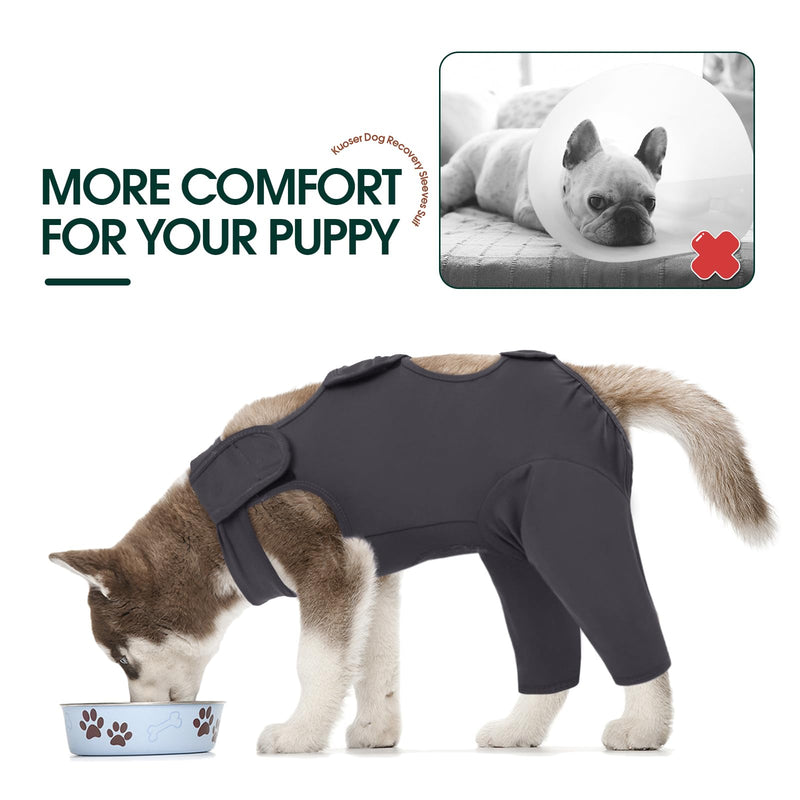 Kuoser dog bodysuit after surgery, dog bodysuit after surgery body for dog castration male dog, dog recovery suit, dog leg protection bodysuit, anti-wound licking surgery body dog, dog neck brace alternative, gray 2XL XXL (chest: 75-93cm) gray - BeesActive Australia