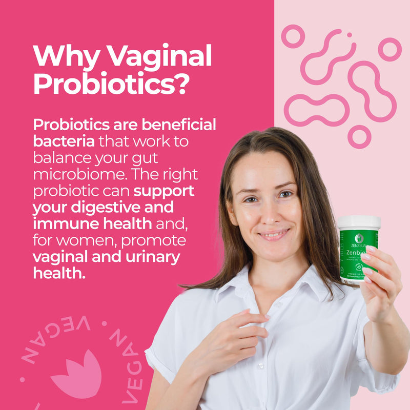 ZENZSUAL Zenbiotic Probiotics Support for Women – 25 Billion CFU, Vaginal Health & pH Balance Support, Odor & Yeast Control, Gut & Digestive Health, Urinary Comfort, Hormone Balance, 30 Vegan Capsules
