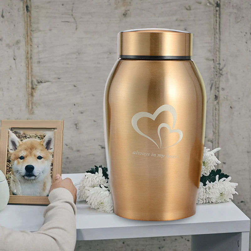 ZHYUAN Pet urn made of stainless steel, urns for dogs and cats, pet memorial urn, memorial urn, portable pet urn, pet urn made of stainless steel, suitable for dogs, cats and other small animals (Golden) Golden - BeesActive Australia