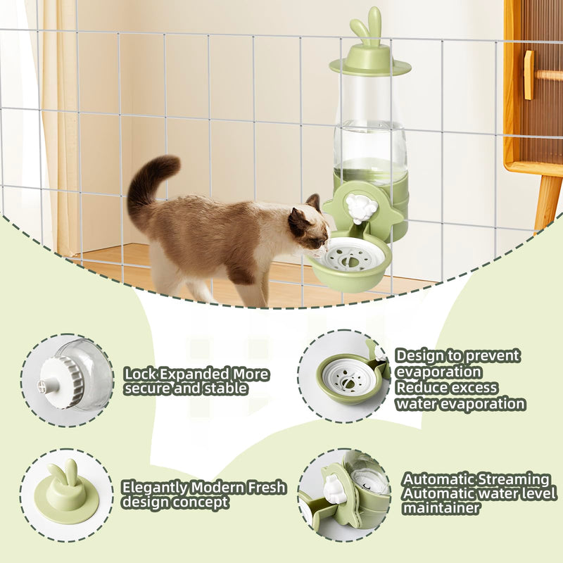 Guinea Pig Water Bottle Hanging Rabbit Water Dispenser 600 ml Dog crate water bowl no spill Detachable Gravity Pet Water Bottles for Dogs Cats Chinchilla Hedgehog Hamster Green Pink - BeesActive Australia