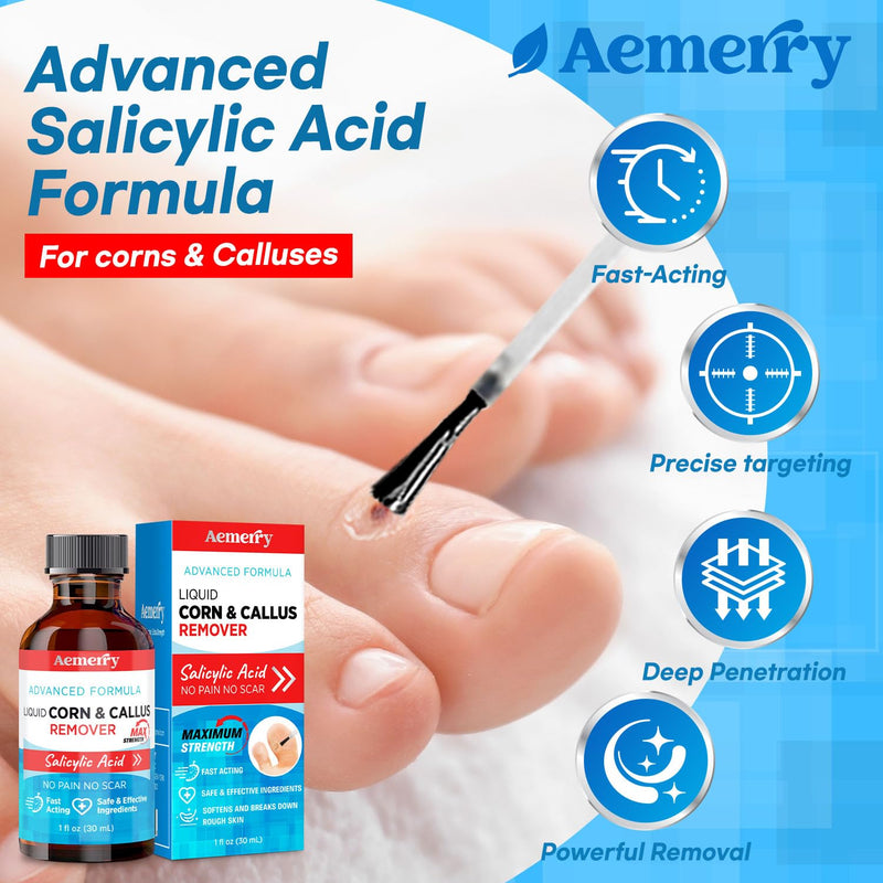 Corn Removers for Toes Foot: Liquid Salicylic Acid 17% Corns Calluses Removal Extra Strength, Fast Acting Corn Remover for Feet Fingers. 30ml Vanilla 1 Ounce - BeesActive Australia