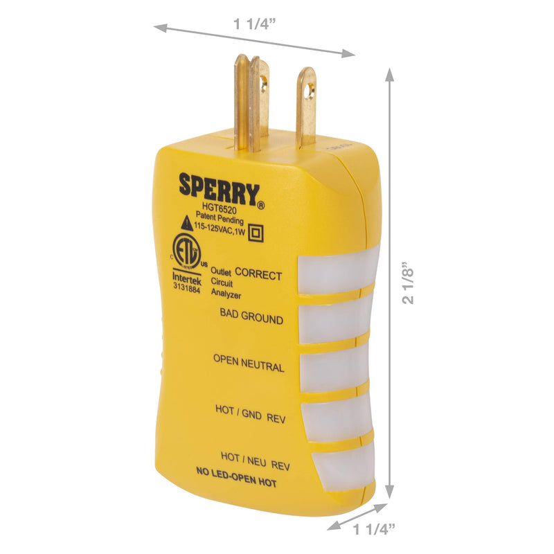Sperry Instruments ESK2 2-Piece Non-Contact Voltage Detector and GFCI Outlet Circuit Analyzer Tester Kit, Yellow