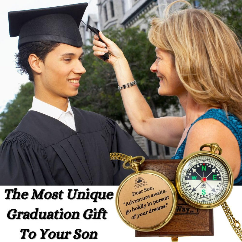 The Dream Chaser Compass - Go Confidently -2026 Unique Graduation Gifts for Him, College, High School, Cool Birthday Gift Idea for Son, Boys, Motivational Greeting Card Included Dream Chaser - Dear Son