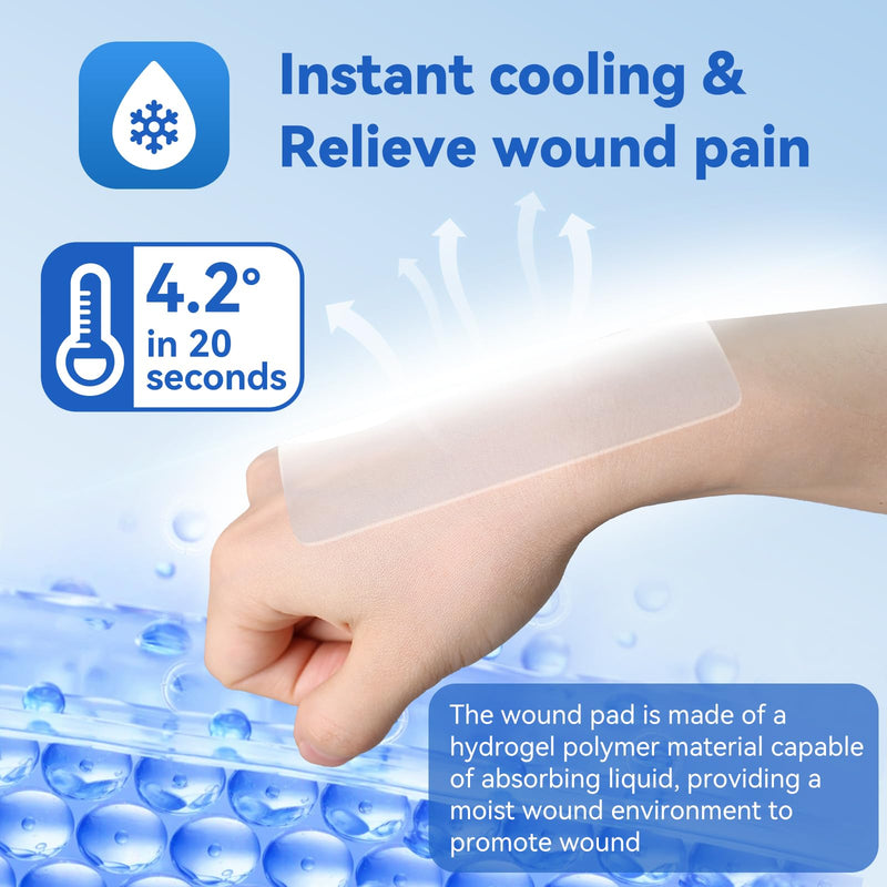 Dimora Hydrogel Burn and Wound Dressing 4" x 4" - Hydrogel Nipple Pads Instant Cooling Relief for Minor Burns & Wounds, Soothing Moist Burn Pads for 1st-2nd Degree Burns, Cuts, Abrasions, (10 Count) 4" x 4" (10 Count)