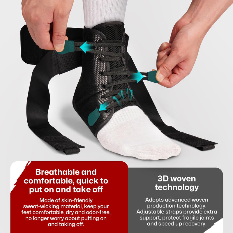 Gviipk Ankle Brace for Sprained Ankle, Quick Lace Up Ankle Brace Support Women Men, Foot Brace Ankle for Plantar Fasciitis Relief and Achilles Tendonitis Wrap, Injury Recover, Running, Sports - M Medium - BeesActive Australia