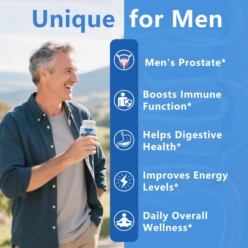 ZEBORA Probiotics for Men, Gut Health, 100 Billion CFU, 180 Capsules | With Prebiotics, Enzymes, Saw Palmetto, and Cranberry, Daily Mens Probiotic Supplement for Digestive and Gut Health 180 Count (Pack of 1)