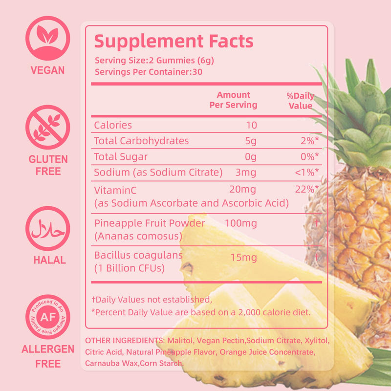Airboy Vaginal Probiotic Gummies for Women, Pineapple Gummies for Women Balanced PH, Yeast Balance & Flora Support - 60 Gummies 1 PACK