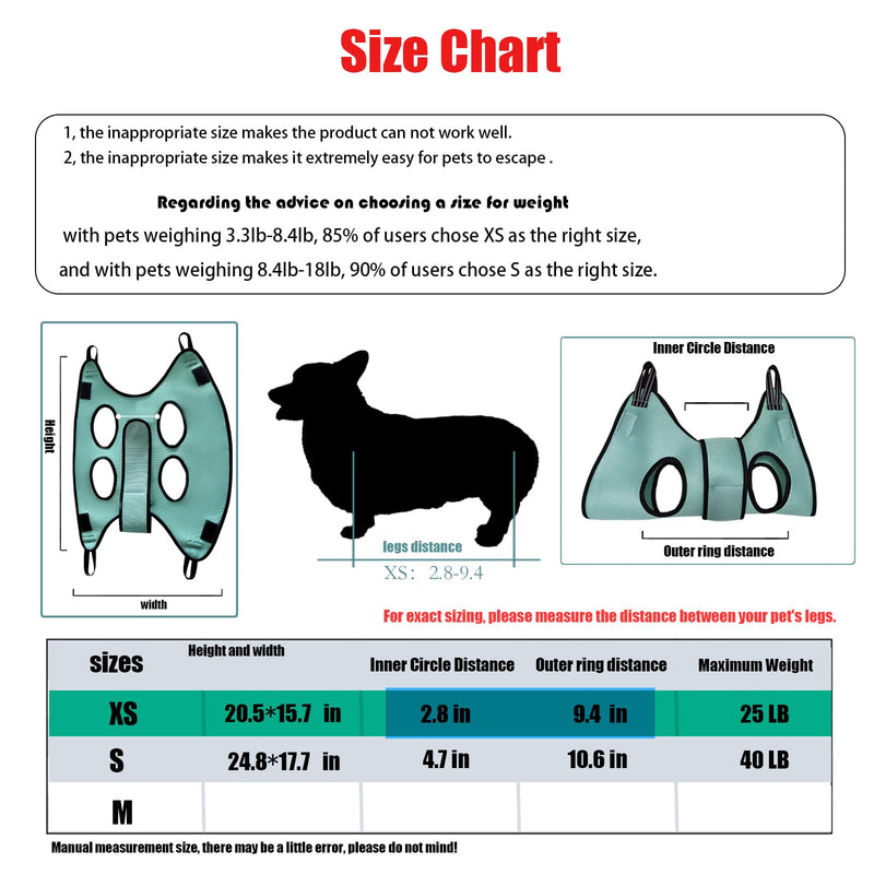 Pet Grooming Hammock with Safety Belt for Nail Trimming and Bathing - Cat and Dog Grooming Harness with Claw Care Bag (XS, Check Size Chart) XS blue