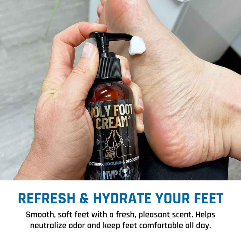 Derm Dude Holy Foot Cream | Daily Moisturizing Foot Cream with DeoPlex for Freshness & Arrowroot for Lightweight Hydration | MVP Scent 4oz