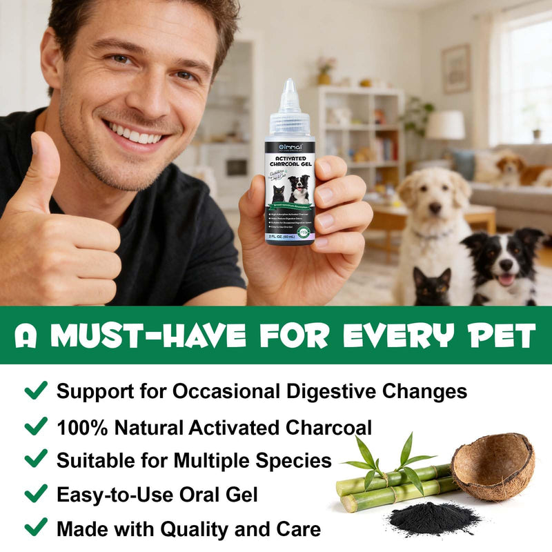 Activated Charcoal Gel for Dogs & Cats 60ml - Digestive Comfort Support, Reduce Digestive Odors